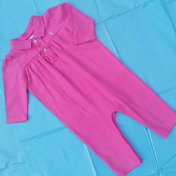 Ralph Lauren Other - Ralph Lauren Pink Long Sleeve Polo Romper 9 month